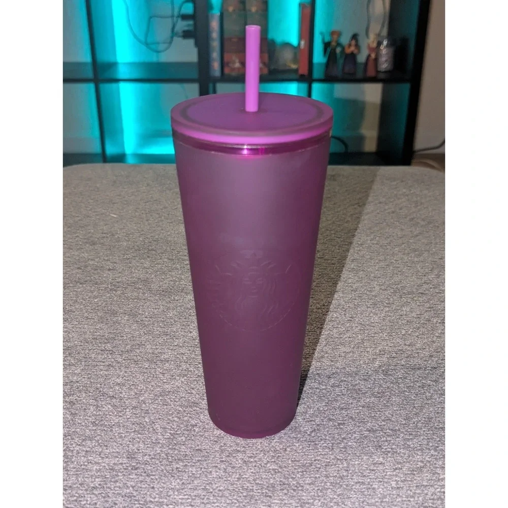 Starbucks August 2021 Matte Purple Soft Touch Tumbler Cold Cup Venti 24oz